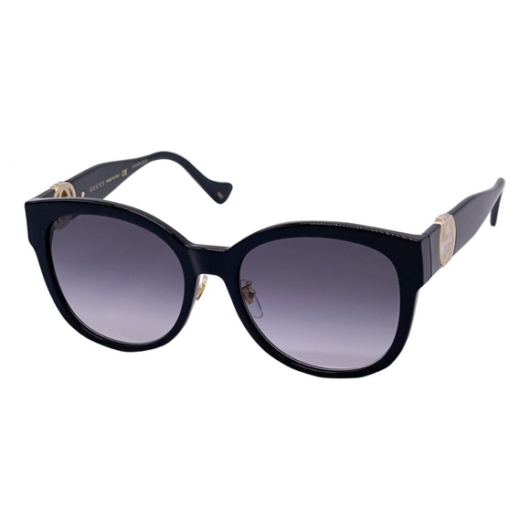 NEW GUCCI WOMEN'S ROUND SUNGLASSES GUCCI GG1028SK 006 GUCCI BLACK EYEWEAR - Picture 7 of 12
